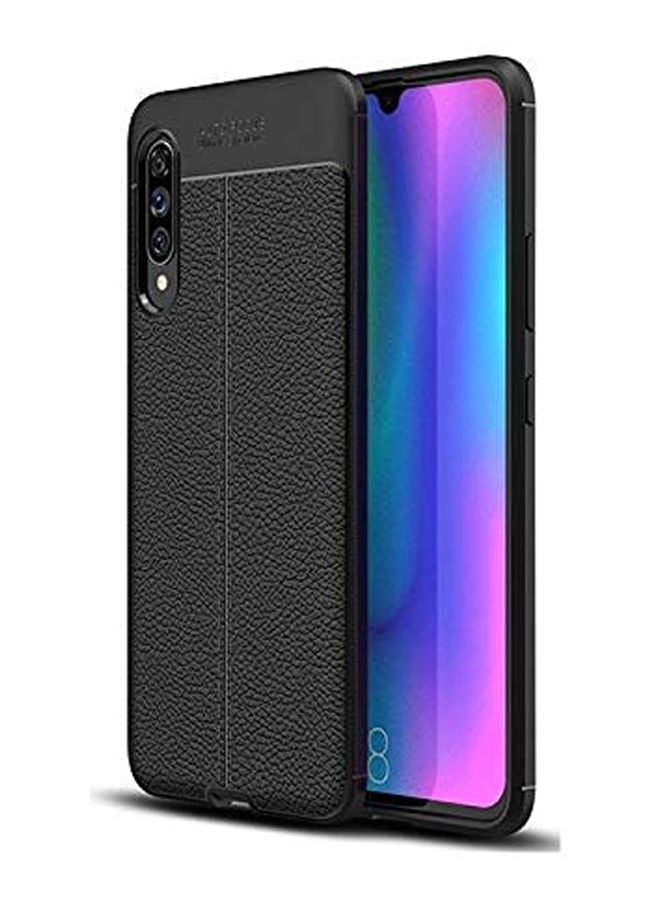 For Samsung Galaxy A50S Mobile Case Lychee Texture Silicone Drop Protection Cover Black - Image 1
